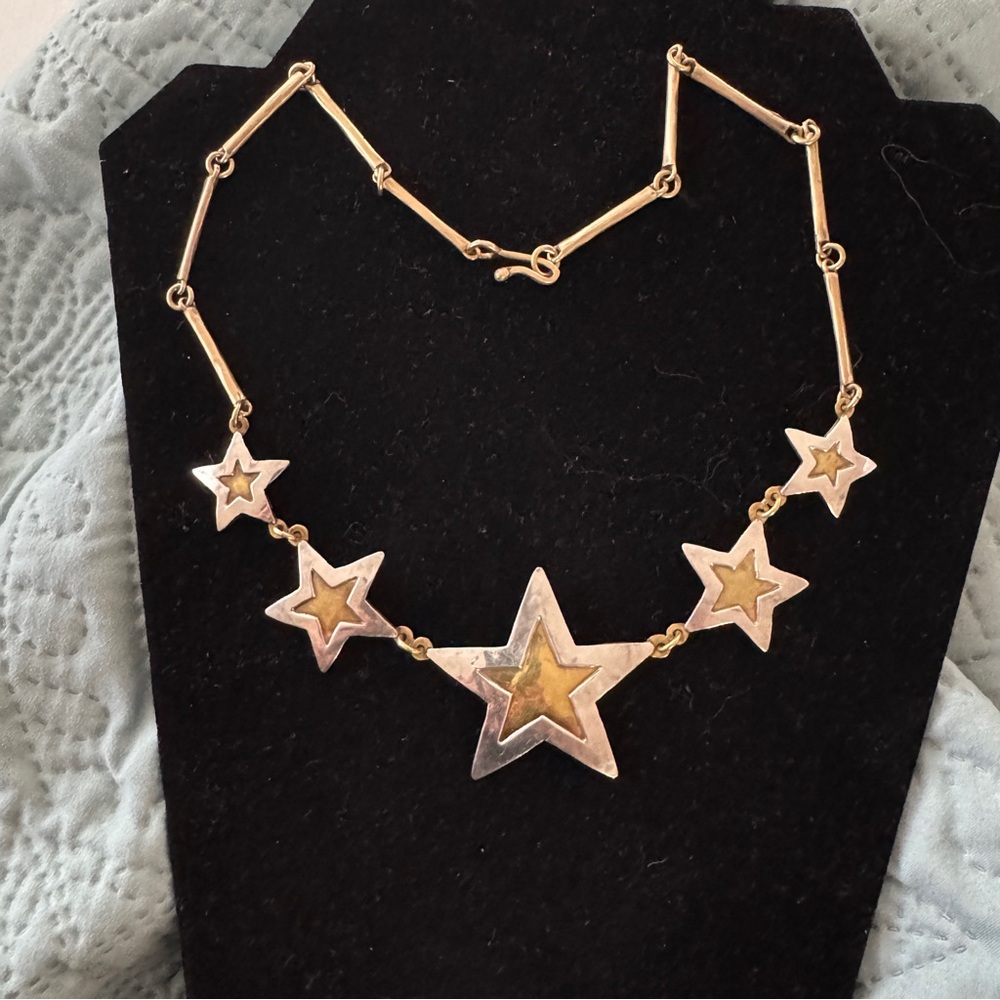 Jeep Collins Brass and Sterling 5 Stars Necklace - Picture 7 of 9